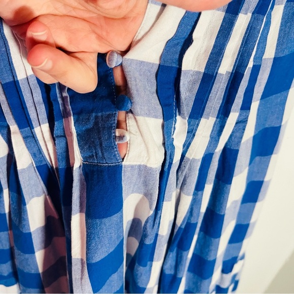 Anthropologie WHIT TWO Gingham Tiered Midi Dress Preppy Coastal Spring Summer - Picture 9 of 10